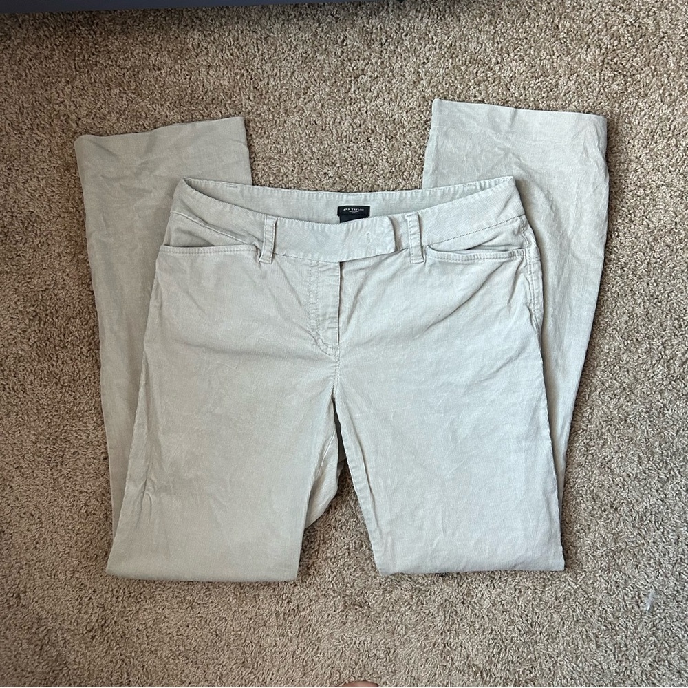 W Ann Taylor Tan Corduroy Straight Leg Pants Size 6 |C7